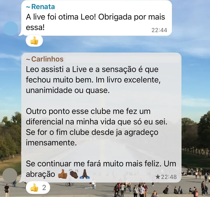 Depoimento de participante do Clube do Livro