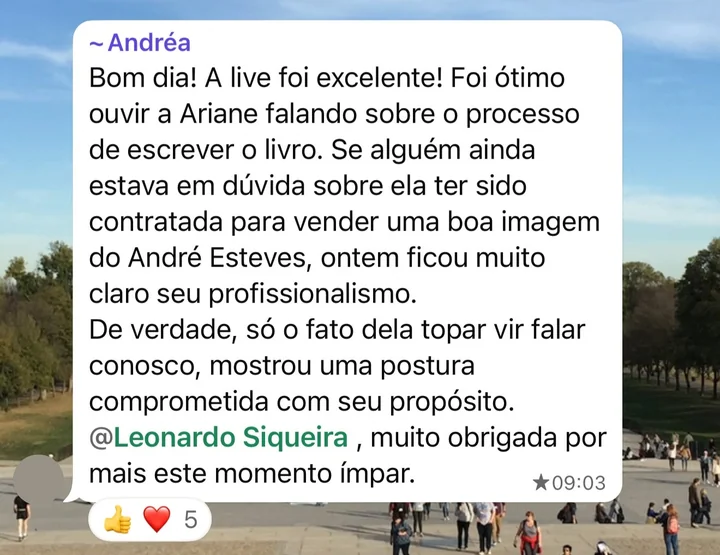 Depoimento de participante do Clube do Livro