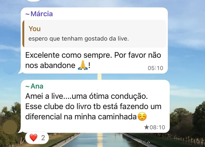 Depoimento de participante do Clube do Livro