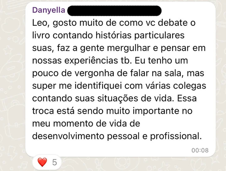 Depoimento de participante do Clube do Livro